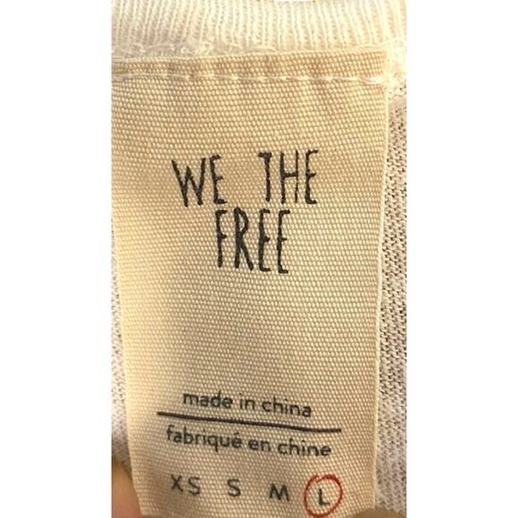 FREE PEOPLE OFF WHITE TONE TOP V NECK SHORT SLEEVE WOMEN'S SIZE L - Picture 6 of 6